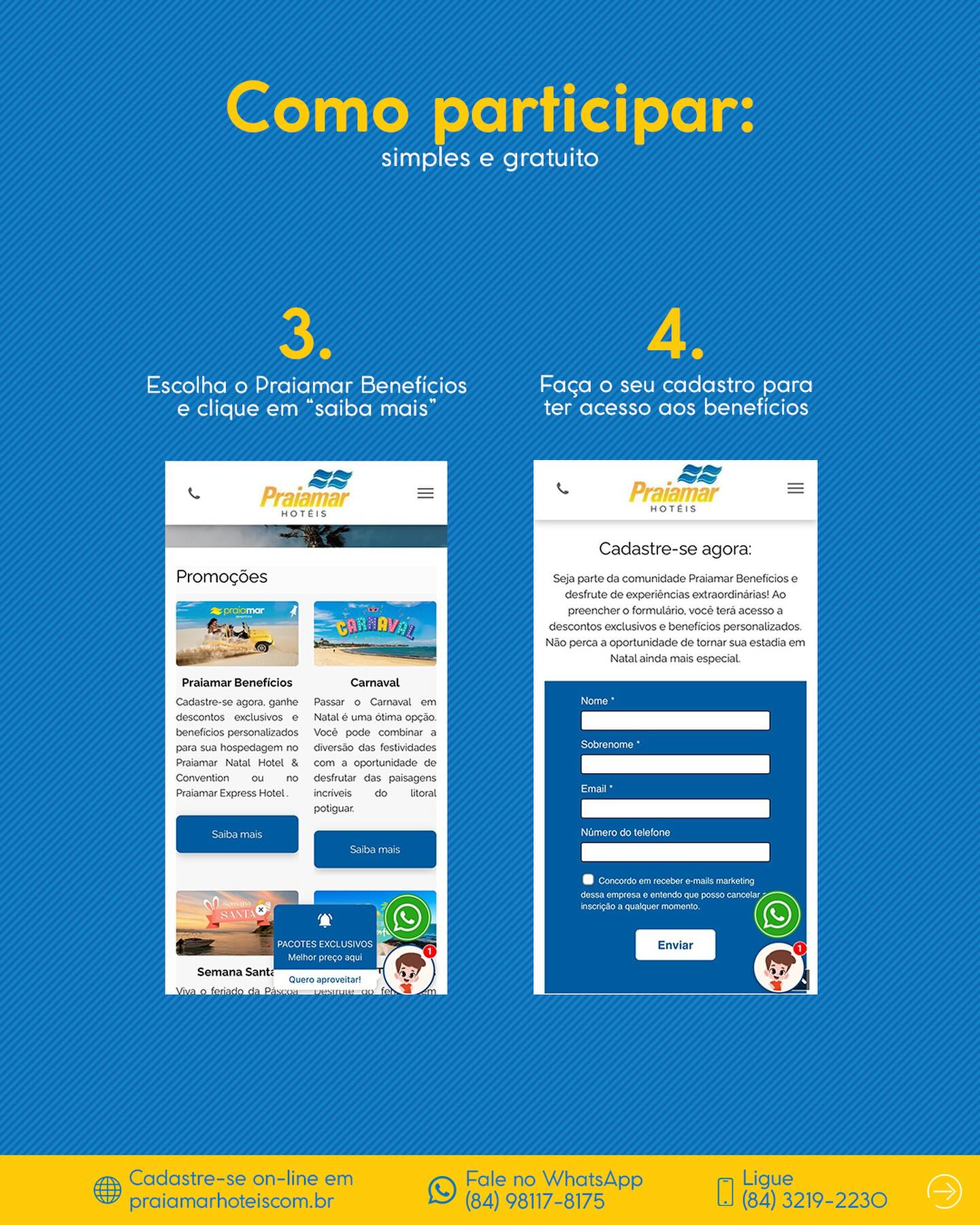 🌴✨ Cadastre-se agora e desfrute de benefícios exclusivos! 🎁 A melhor oportunidade para reservar as férias da sua família em Natal está aqui! 🏖️ Bem-vindo ao Praiamar Benefícios, um programa especial para tornar sua estadia ainda mais incrível. Ao se cadastrar, desbloqueie uma série de vantagens nos hotéis Praiamar Natal e Praiamar Express que vão além do esperado. 🌟 Acesse o link na bio e saiba mais! #PraiamarBenefícios #Praiamar #PraiamarNatal #PraiamarExpress #HotelEmNatal #Natal #PontaNegra