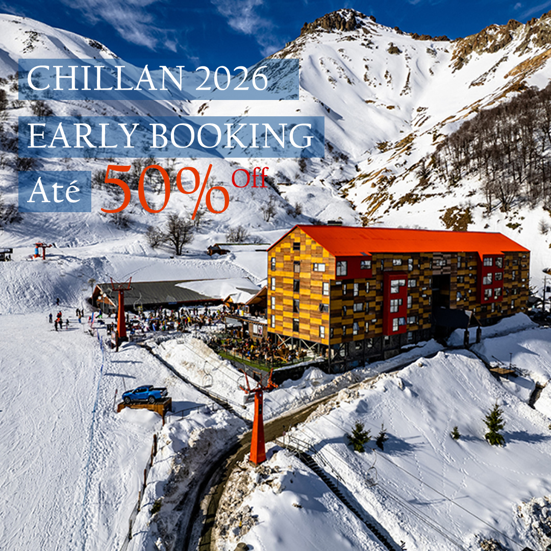 ❄️ A temporada 2025 está terminando…
Mas a sua próxima aventura na neve já pode começar!
🌨️ Garanta agora seu pacote 2026 para Nevados de Chillán com até 50% OFF em reservas antecipadas!
🏔️ Um dos destinos de neve mais incríveis do Chile!
Rodeado por bosques e águas termais, Chillán conta com 32 pistas incríveis, incluindo a Tres Marías, a maior da América do Sul com 13 km de descida em meio a paisagens deslumbrantes.
🎿 Hospedagem Ski-in/Ski-out com conforto e conveniência:
Hotel Alto Nevados: até 50% OFF
Hotel Nevados: até 50% OFF
Hotel Termas Chillán: 30% OFF
Regimes de meia pensão ou pensão completa
Acesso às piscinas termais incluso
🚨 VAGAS LIMITADAS | PROMOÇÃO IMPERDÍVEL
Essa é a oportunidade mais esperada da América do Sul — não deixe para depois!
📩 Solicite já sua cotação e garanta seu lugar na neve!
⚠️ Tarifas e disponibilidade podem mudar sem aviso prévio.