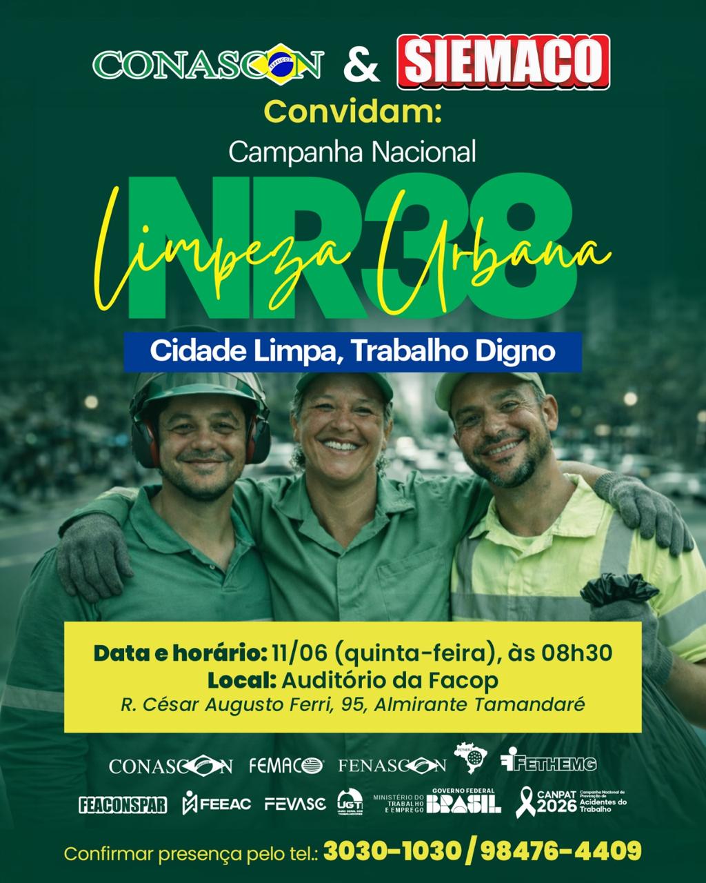 Dando continuidade a Campanha Cidade Limpa, Trabalho Digno a CONASCON leva a discussão para o Paraná. O objetivo é reforçar a importância da norma que está vigente há dois anos e precisa chegar no trabalhador.
Um esforço coletivo que reúne Sindicatos, MTE, MPT e sociedade. Pois saúde e segurança no trabalho é um compromisso de todos!
#cidadelimpatrabalhodigno
#conascon
#limpezaurbana
#saudeesegurançadotrabalho