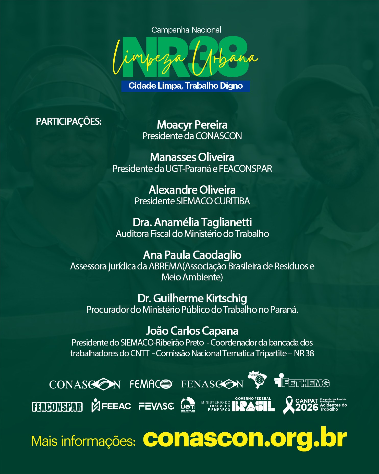 Dando continuidade a Campanha Cidade Limpa, Trabalho Digno a CONASCON leva a discussão para o Paraná. O objetivo é reforçar a importância da norma que está vigente há dois anos e precisa chegar no trabalhador.
Um esforço coletivo que reúne Sindicatos, MTE, MPT e sociedade. Pois saúde e segurança no trabalho é um compromisso de todos!
#cidadelimpatrabalhodigno
#conascon
#limpezaurbana
#saudeesegurançadotrabalho