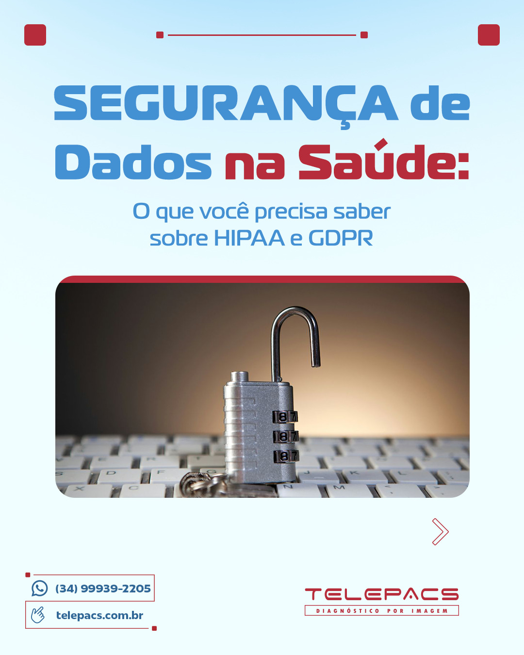 A transformação digital na saúde trouxe não só eficiência, mas também novos desafios, especialmente na segurança da informação. Com a implementação de prontuários eletrônicos e telemedicina, a necessidade de proteger dados sensíveis nunca foi tão crucial. Você sabia que práticas cotidianas, como o uso de aplicativos de mensagem para compartilhar informações, podem comprometer a confidencialidade? Entender normas internacionais como HIPAA e GDPR não é apenas uma questão de compliance, mas uma forma de elevar a nossa segurança a um patamar global.
Acesse nosso Blog abaixo ou link na bio e saiba mais!
📲 (34) 99939-2205
🌐 telepacs.com.br
#SegurançaDaInformação #SaúdeDigital #Telemedicina #HIPAA #GDPR #Telepacs