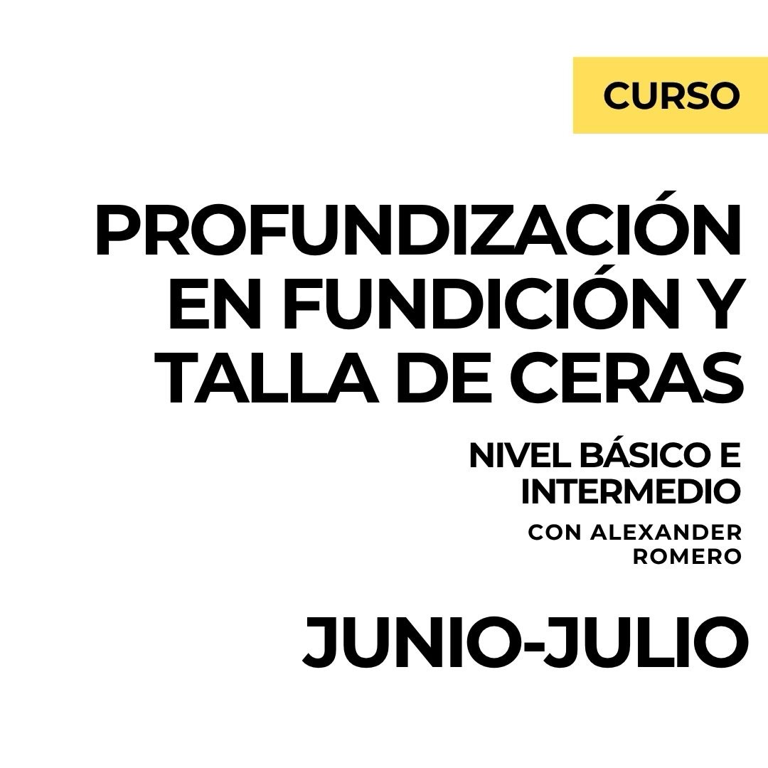 Junio y julio llegan con cursos maravillosos.
Iniciamos con un Workshop con Ricardo Domingo @ricardomingo @braincelona_oficial sobre ADN, identidad y marcas.
Seguimos con:
1. curso de creación de moldes y procesos escultóricos aplicados a la joyería con @david__salge.
2. Curso de filigrana nivel básico e intermedio con @jessicazabala.joyas
3. Curso de engaste nivel básico con @fabian.l.espitia
4. Y un nuevo curso de profundización y talla de cera con @alexanderomeroreyes
Próximamente más información!!!