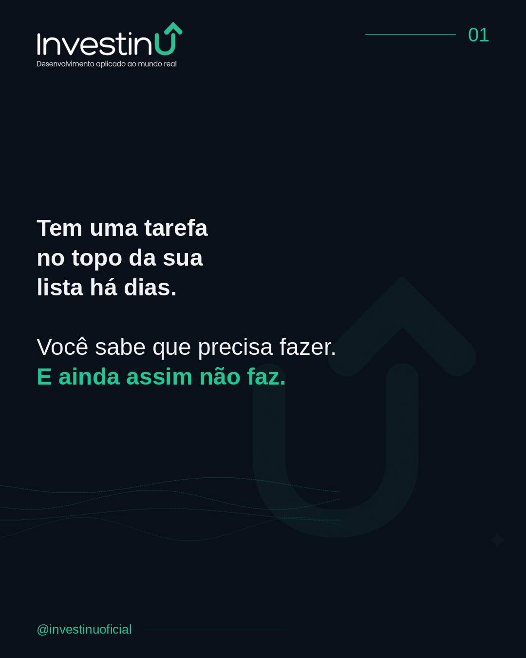 Força de vontade não resolve procrastinação.Não porque você seja fraco.Porque força de vontade é um recurso finito — e usá-la contra um ciclo emocional sem entender o mecanismo é como tentar parar uma hemorragia com esforço mental.A pergunta certa não é "por que não consigo começar?"É "o que estou evitando sentir?"Muda tudo quando você para de se julgar e começa a se entender.#Investinu #Procrastinacao #Produtividade #InteligenciaEmocional #DesenvolvimentoPessoal #Autoconhecimento
