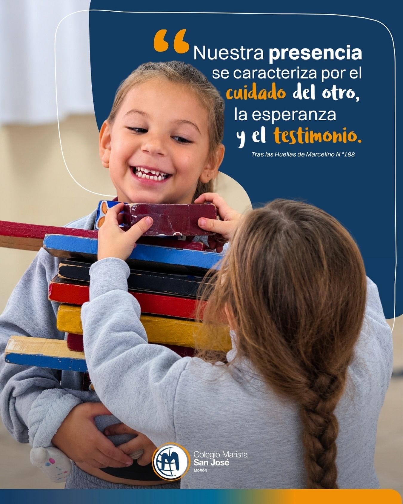 Como maristas estamos atentos para responder a las necesidades emergentes de nuestro mundo con la creación de estas obras. Incluso estamos dispuestos a abandonar nuestra zona de confort para salir al encuentro de los más necesitados. Nuestra presencia se caracteriza por el cuidado del otro, la esperanza y el testimonio. Así somos constructores de una Iglesia “en salida” y de una sociedad más inclusiva y digna.
(Tras las huellas de Marcelino)#colegiosanjose #somosmaristas